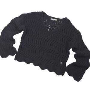 American Eagle AEO Women's Open Knit Pullover Sweater Sz XS Gray Casual Boho